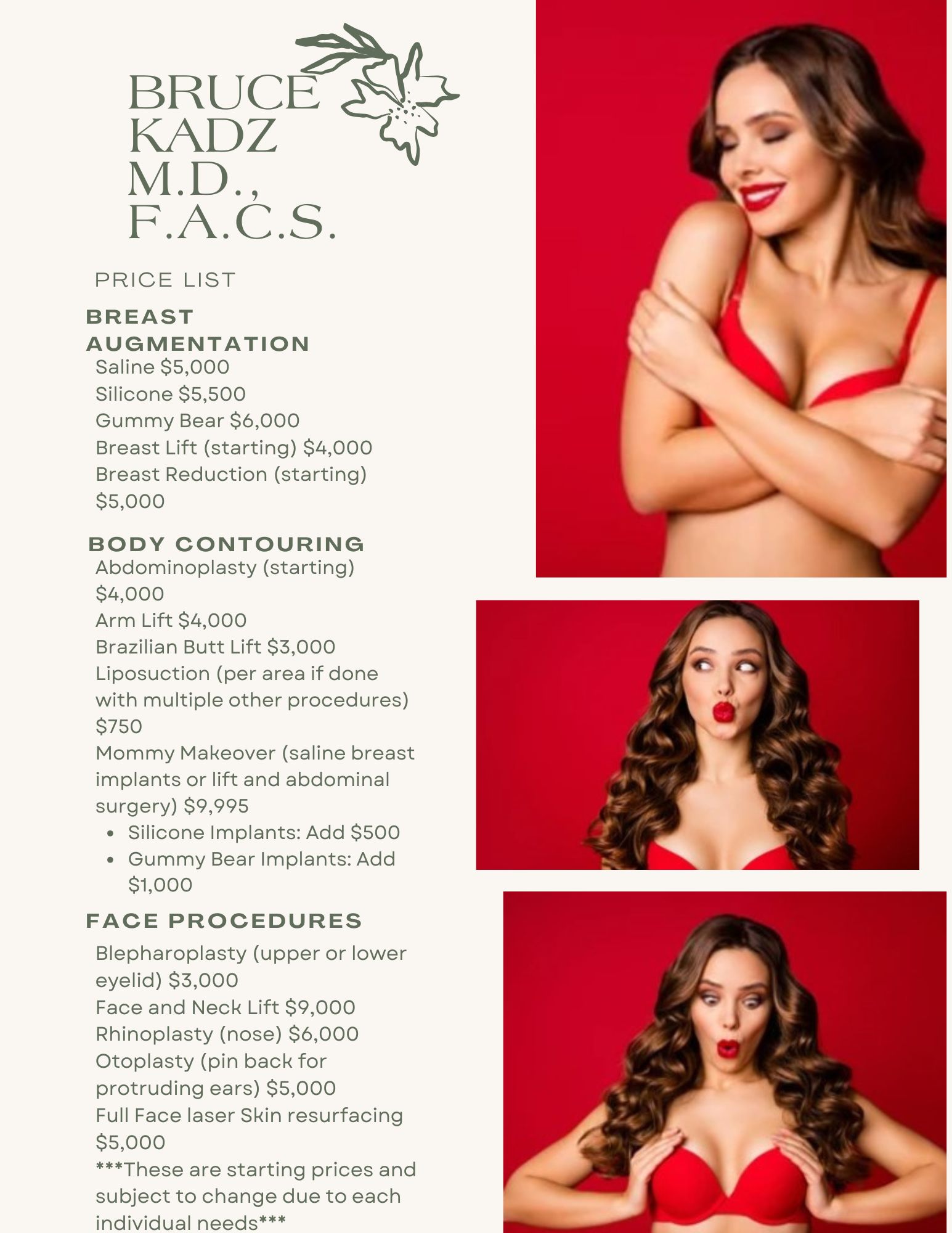 Holiday 2024 Specials at Kadz Plastic Surgery